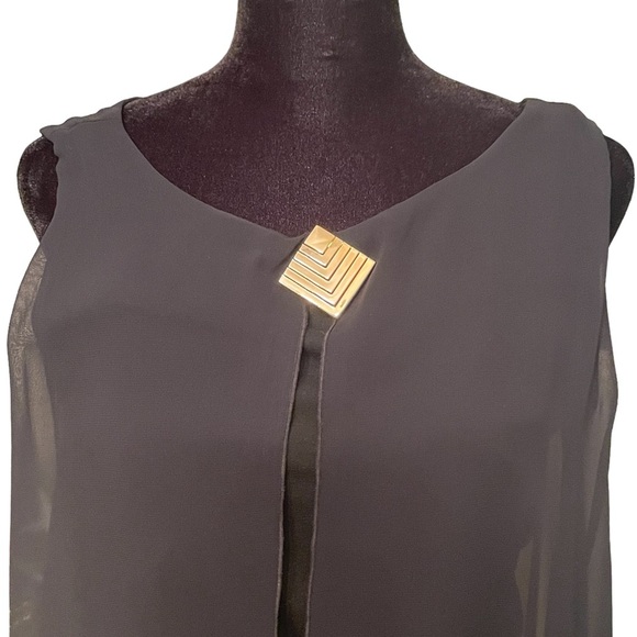 Andrea Jovine woman’s sleeveless black dress with sheer overlay, size small - Picture 2 of 6